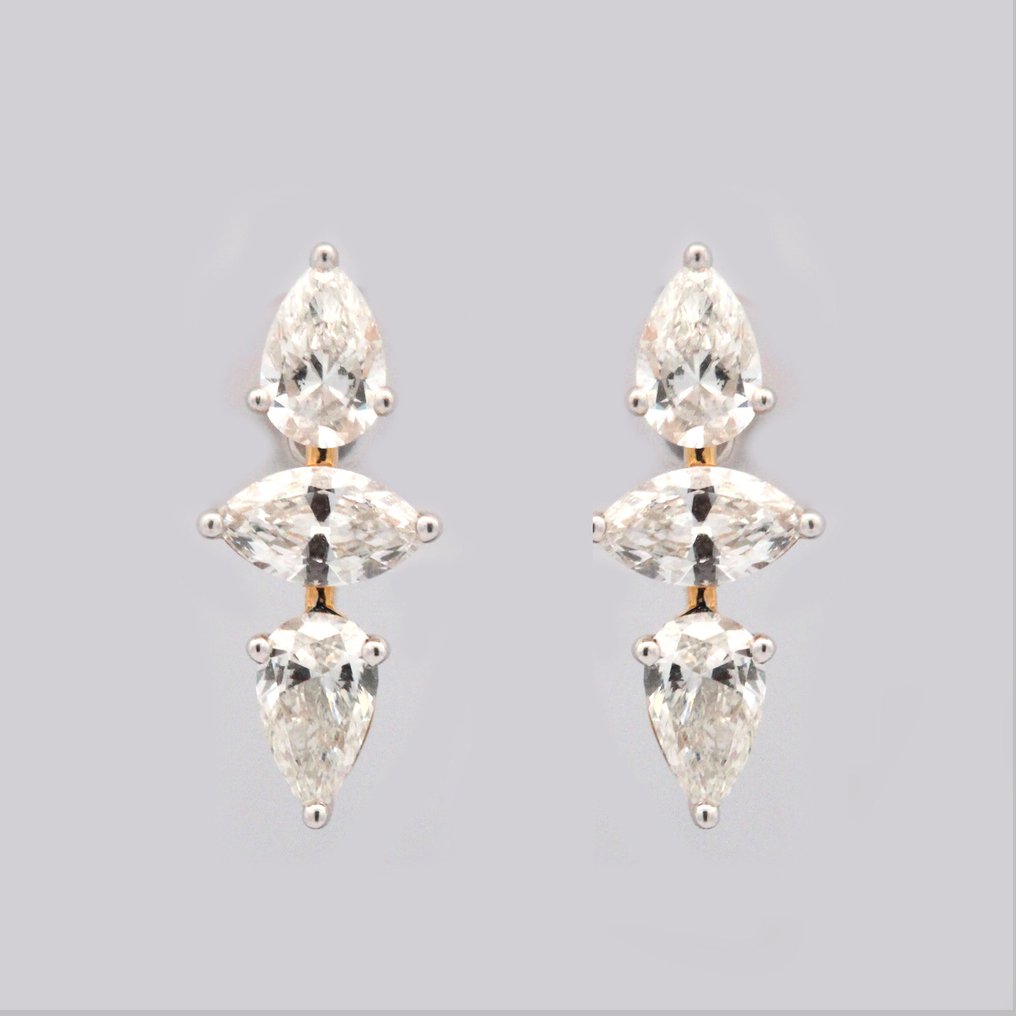 耳环 - 18K包金 黄金 - 1.47ct. tw. 钻石 (天然) #1.0