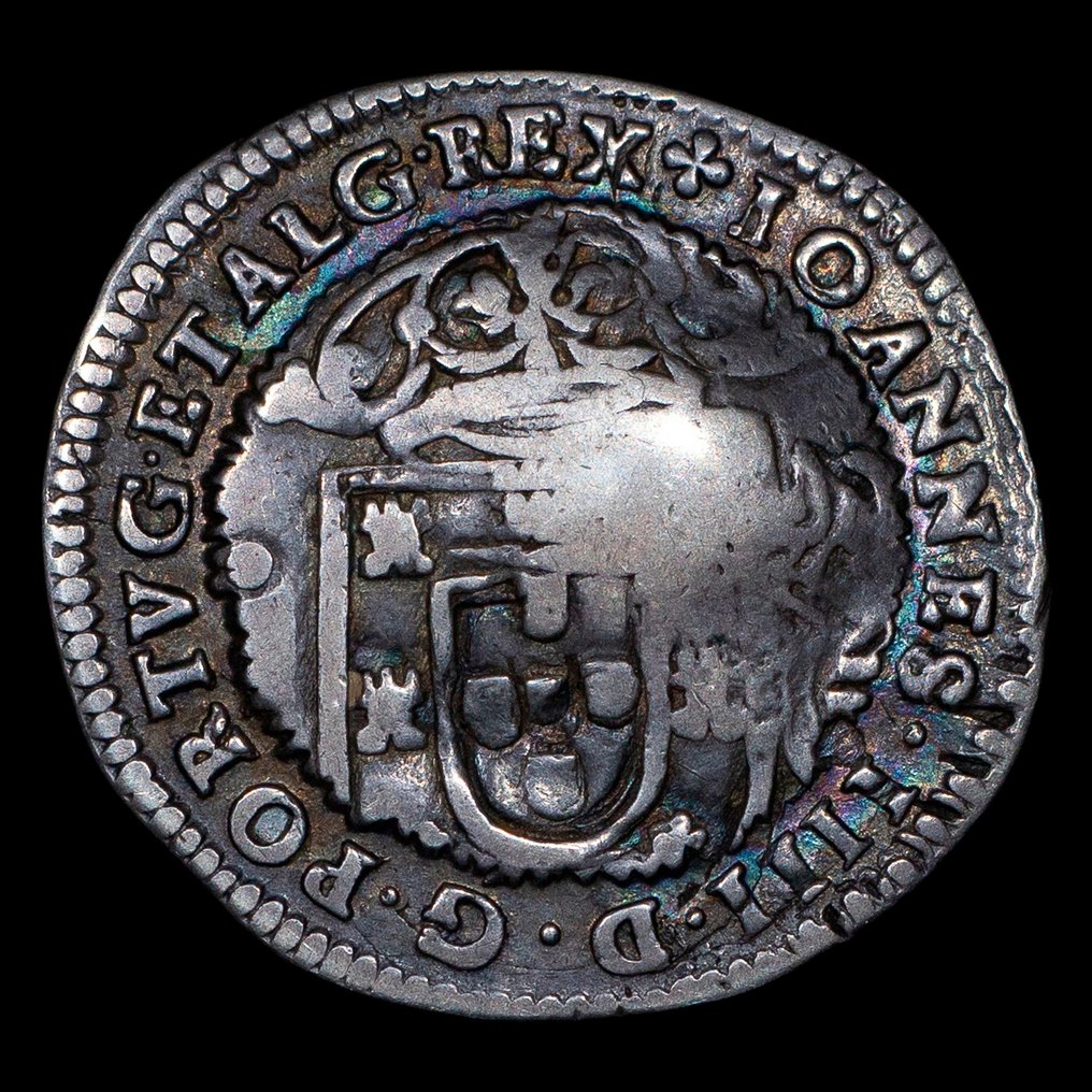 Portogallo. D. Pedro II (1683-1706). Cordão e Cunho de Orla Nova (1698) sobre Meio Cruzado com Carimbo 250 Reis (2S0) Coroado (D. João IV, Porto) - Rara #1.0