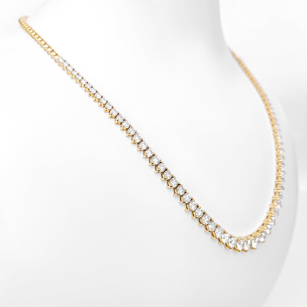 项链 - 14K包金 D-E/VVS, 黄金 -  9.30ct. tw. 钻石 (实验室培育) - IGI Certified #2.1