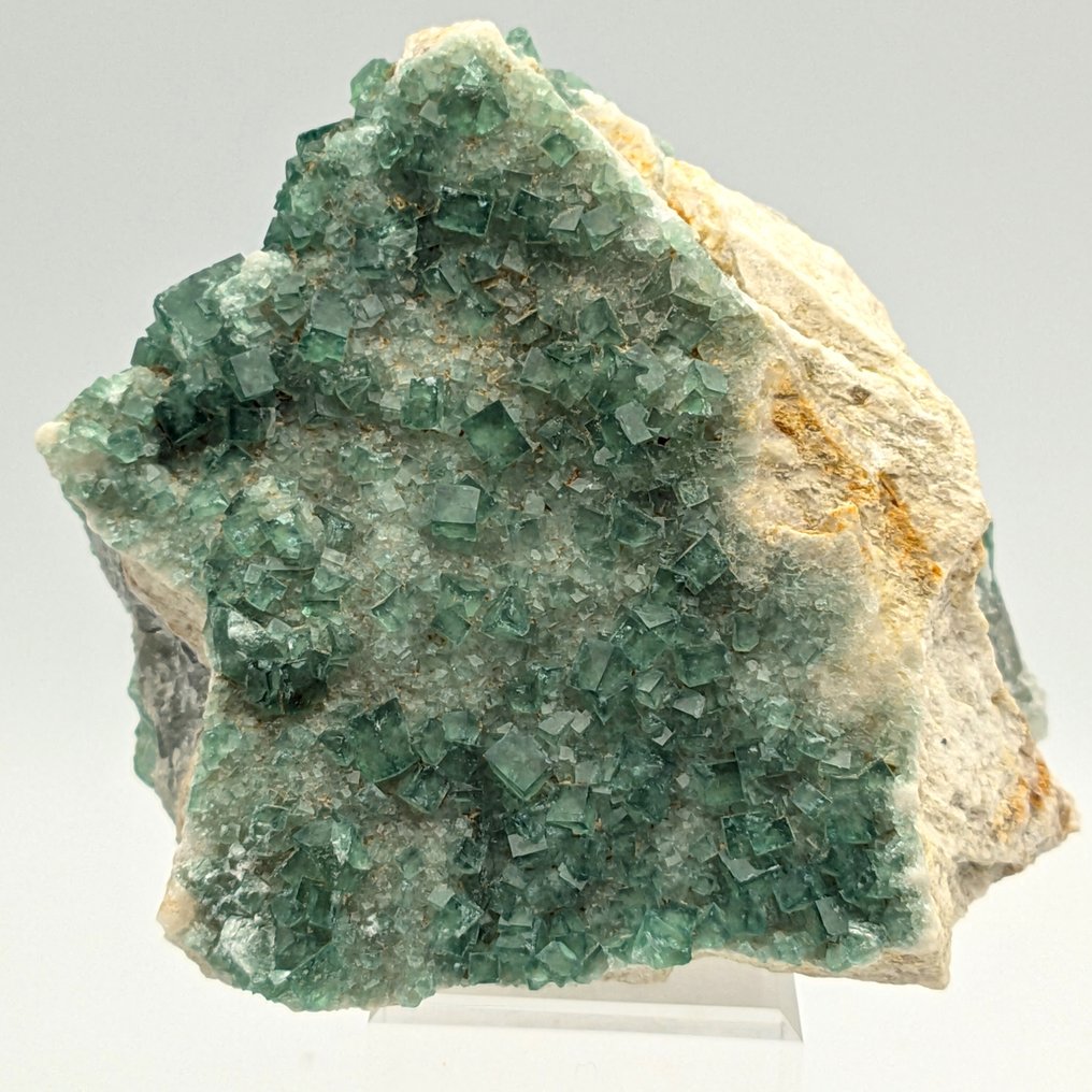 Πράσινο φθορίτη, σταυρωτά κρυστάλλια, Μαδαγασκάρη. Κρύσταλλοι στη μήτρα - Ύψος: 96 mm - Πλάτος: 95 mm- 573 g #3.2