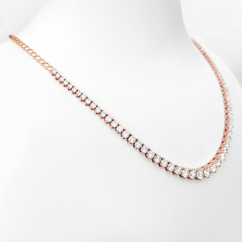 项链 - 14K包金 D-E/VVS, 玫瑰金 - 7.79ct. tw. 钻石 (实验室培育) - IGI Certified #2.1