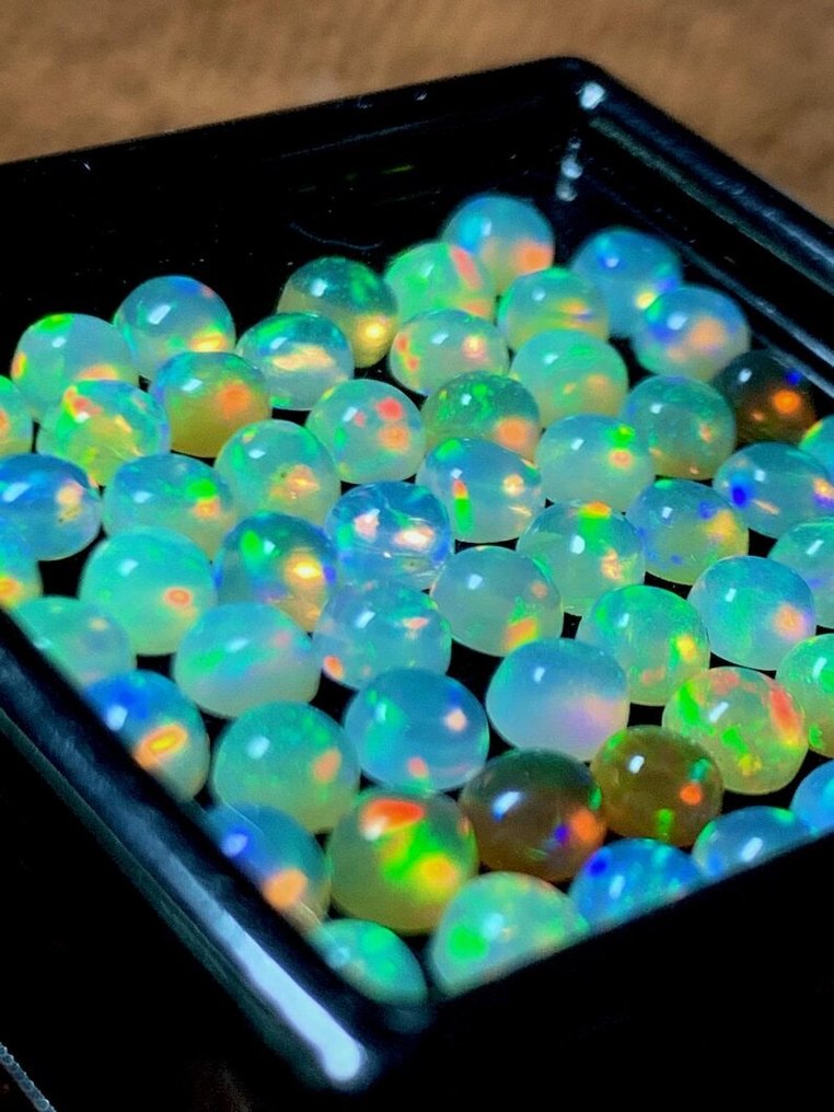 χωρίς τιμή ασφαλείας - 50 pcs Λευκό Οπάλιο - 5.00 ct - Δεν υπάρχει εργαστηριακή έκθεση - Φυσικός οπάλιος καβοκίων #2.1