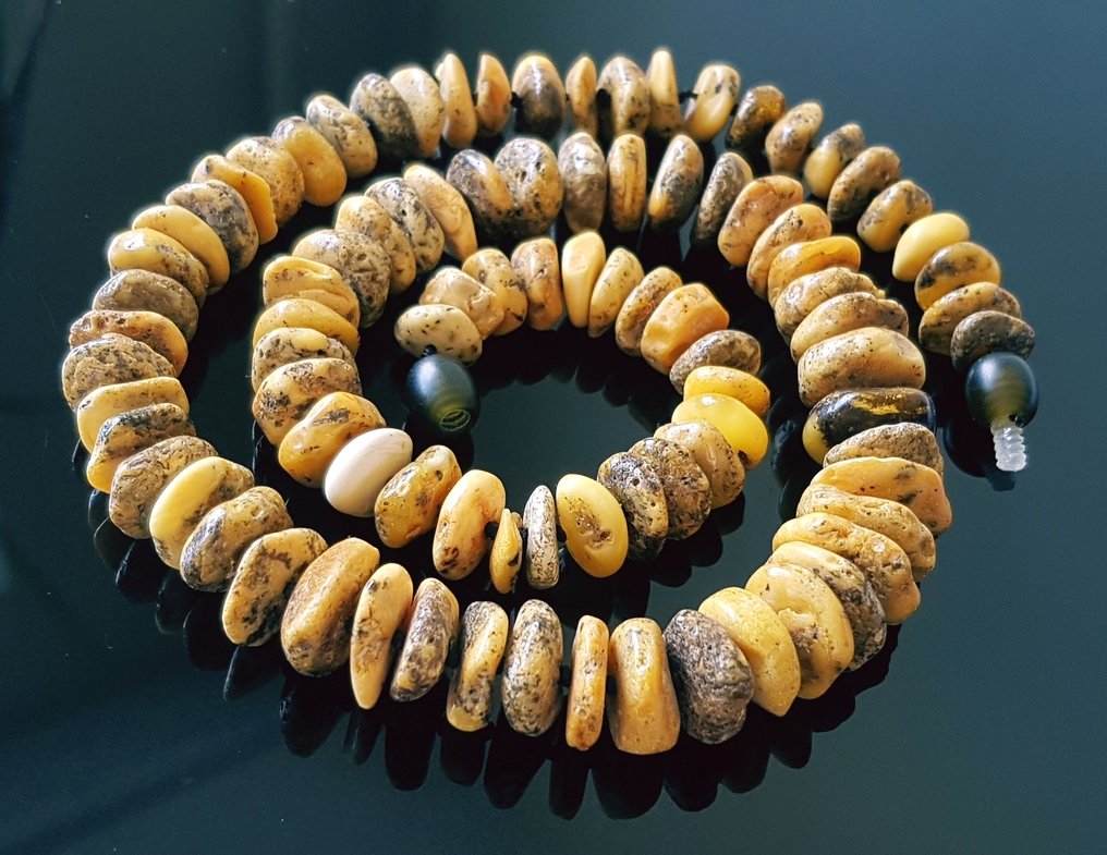 Κεχριμπάρι Βίντατζ Κολιέ από φυσικό Βαλτικό Κεχριμπάρι με χρώμα βανίλιας για γυναίκες, άνδρες και unisex.- 27 g #4.3