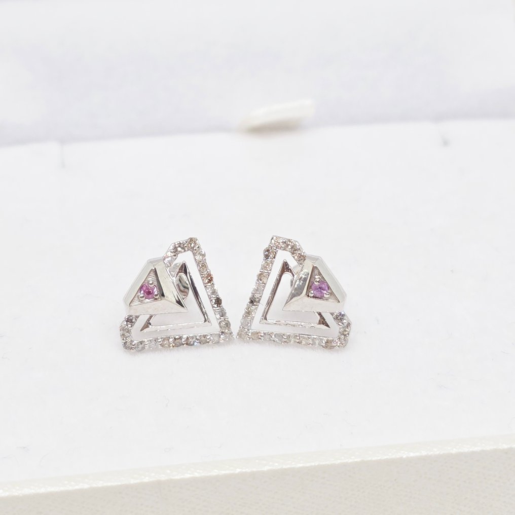 χωρίς τιμή ασφαλείας - Σκουλαρίκια - 14 καράτια Λευκός χρυσός - 0.33ct. tw. Ρουμπίνι - Διαμάντι #2.1