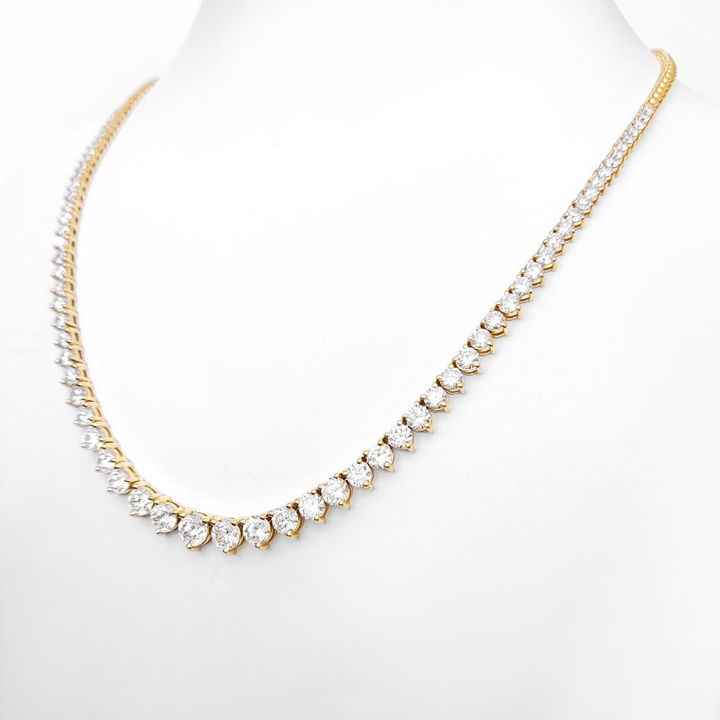 项链 - 14K包金 D-E/VVS, 黄金 -  9.30ct. tw. 钻石 (实验室培育) - IGI Certified #1.0