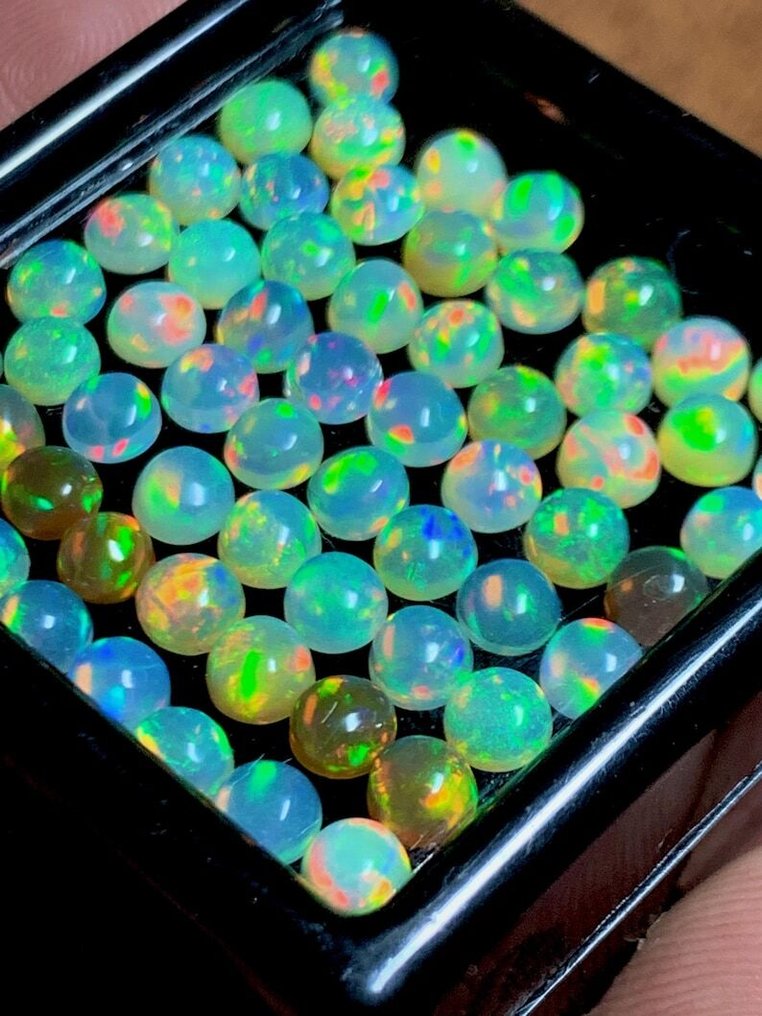 χωρίς τιμή ασφαλείας - 50 pcs Λευκό Οπάλιο - 5.00 ct - Δεν υπάρχει εργαστηριακή έκθεση - Φυσικός οπάλιος καβοκίων #1.0