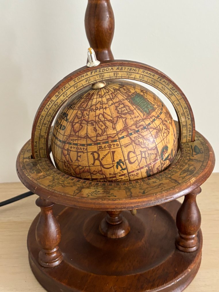 Table lamp - Vintage wooden support for a globe-shaped lamp - Wood #2.1