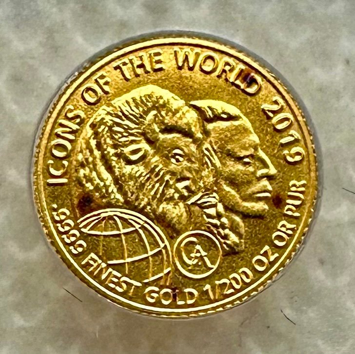 Rwanda. 10 Francs 2019 Buffalo & Indian Head, oro 1/200 Oz (.999) (χωρίς τιμή ασφαλείας) #1.0