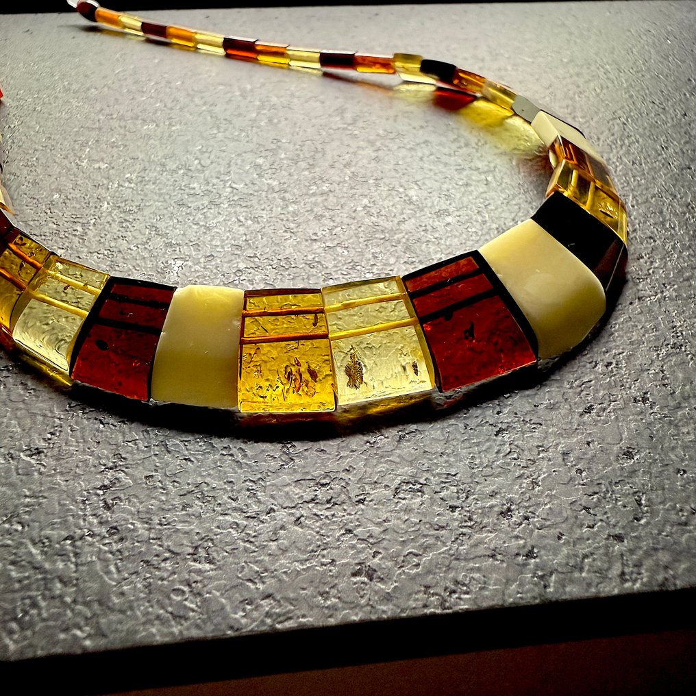 天然波罗的海琥珀宽款项链 - 琥珀 - Succinite #3.2