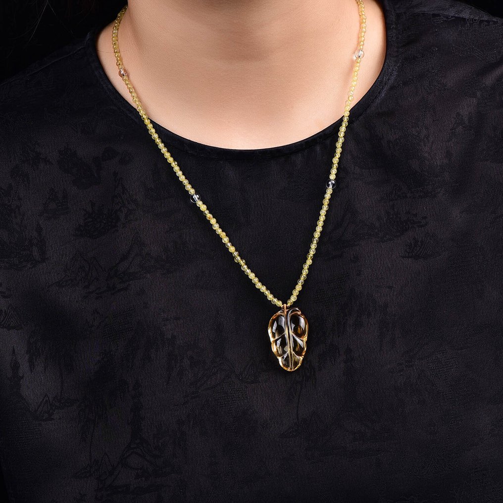 ALGT 认证 - 巨大的稀有天然黄水晶吊坠 以卓越的清晰度定义- 17.75 g #1.0