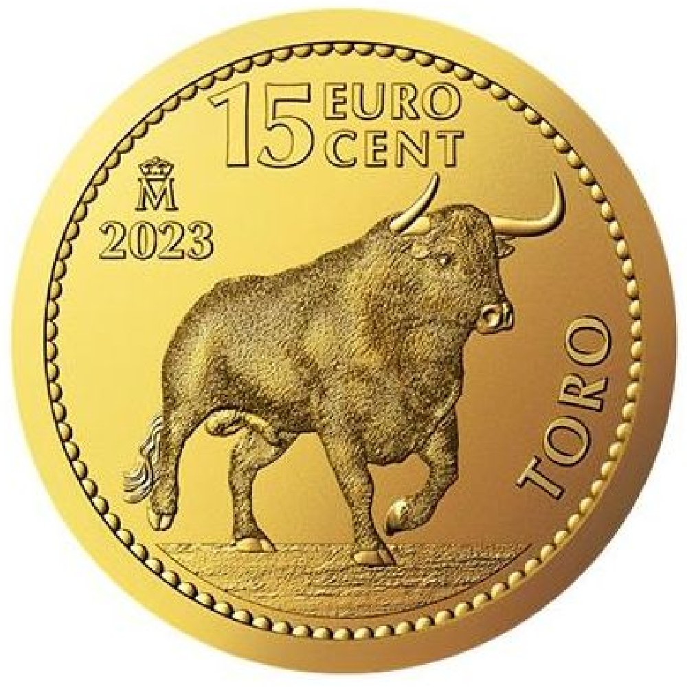 Espagne. 2023 1/10 oz €0.15 Euro Cent Spanish Toro Bull Gold Coin BU (In capsule) #1.0