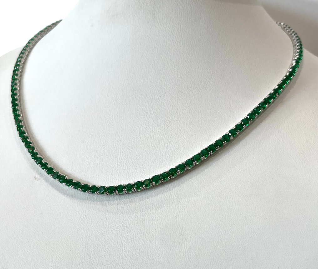 Ohne Mindestpreis - Halskette Silber -  5.12ct. tw. Smaragd #2.1