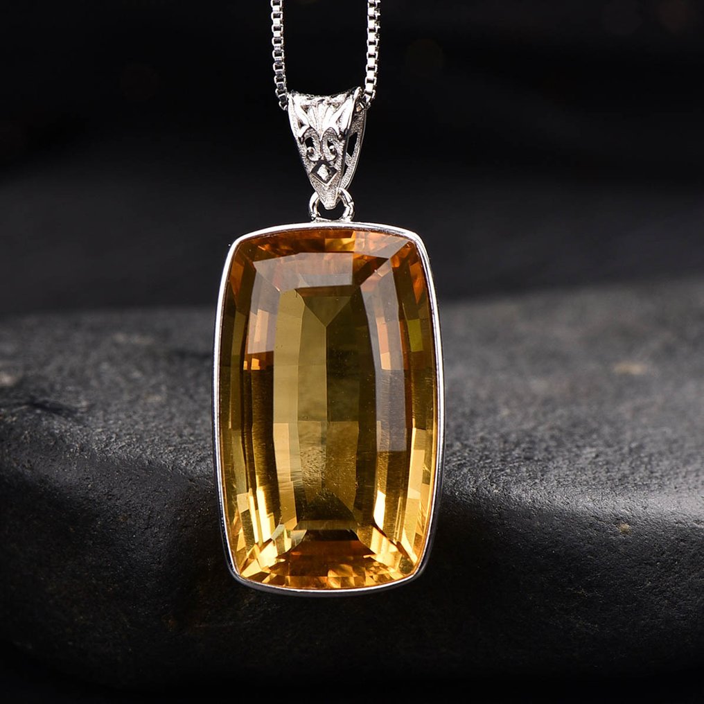 Πιστοποιημένο από ALGT - Μεγάλο και Πολύ Επιλεγμένο Κρεμαστό από φυσικό κιτρίνο Εξέχουσα για τη λαμπερή διαύγειά της.- 9.69 g #3.2