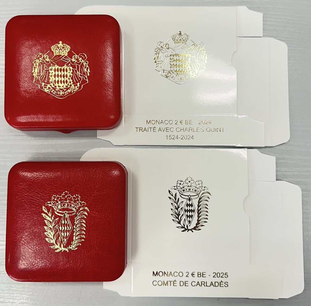 摩纳哥. 2 Euro 2024/2025 "500 Ans du Traité de Burgos - Charles Quint" + "Comté de Carladès" (2 monnaies) Proof #1.0