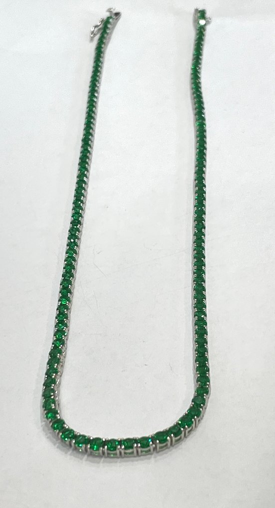 Ohne Mindestpreis - Halskette Silber -  5.12ct. tw. Smaragd #3.2