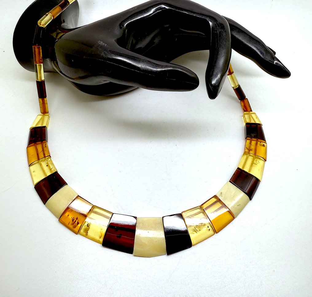 天然波罗的海琥珀宽款项链 - 琥珀 - Succinite #4.3