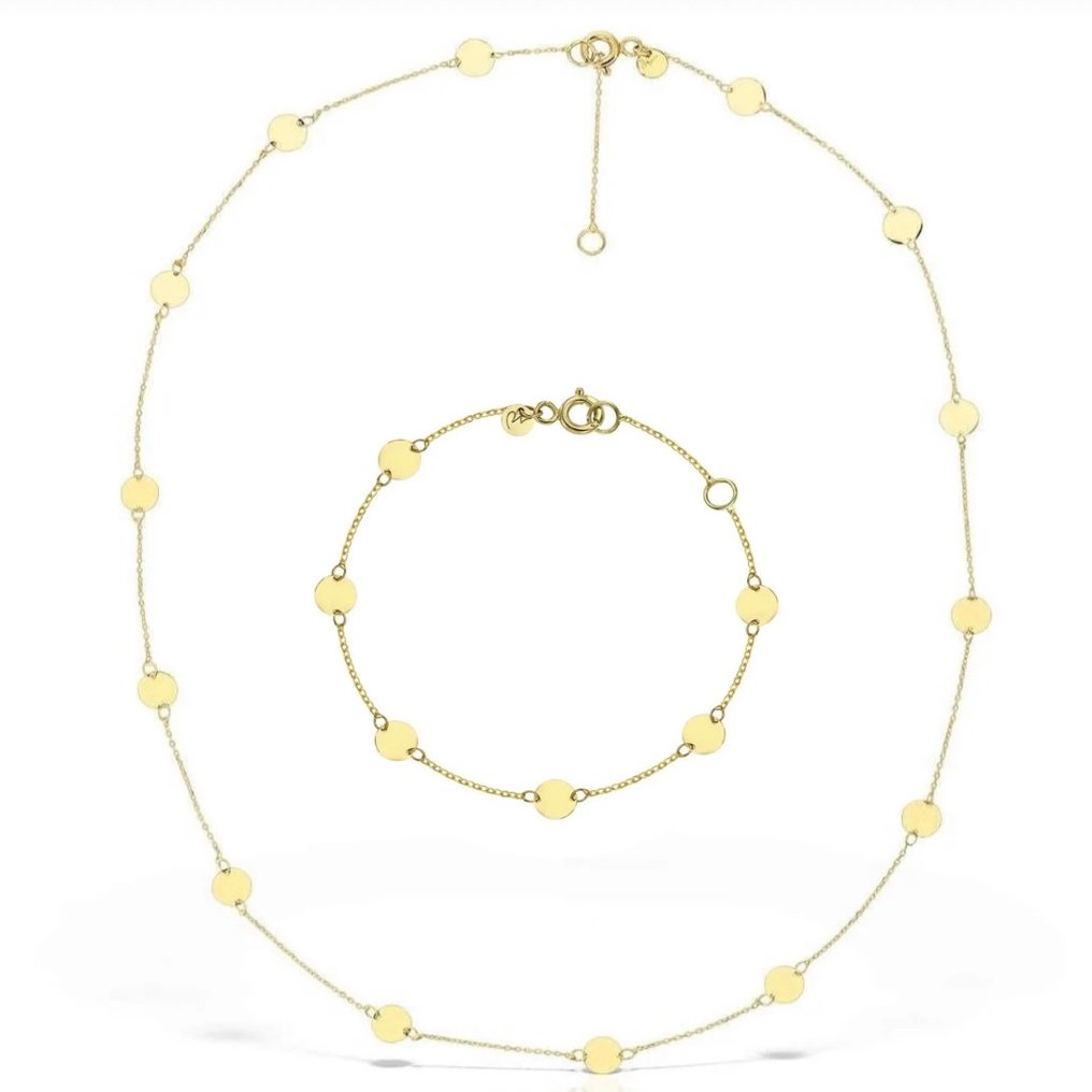 Handmade - Σετ κοσμημάτων 2 τεμαχίων - 14 καράτια Κίτρινο χρυσό - Σετ κοσμημάτων κύκλου #1.0