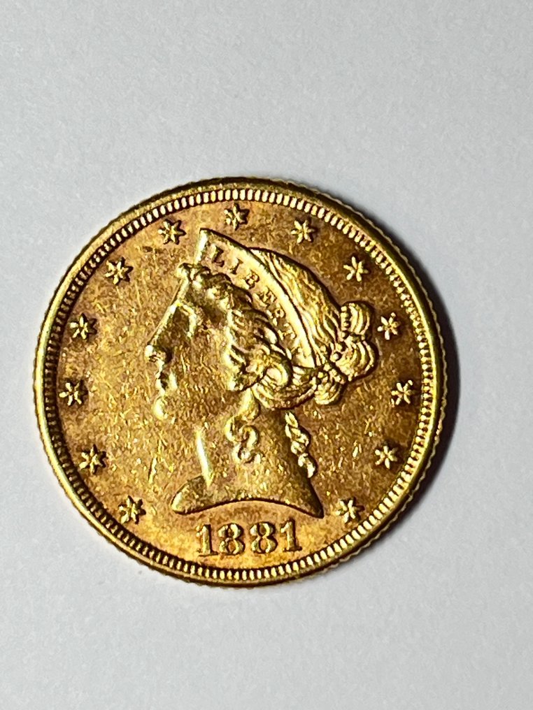 Ηνωμένες Πολιτείες. 5 Dollars 1881 Coronet Head (χωρίς τιμή ασφαλείας) #1.0