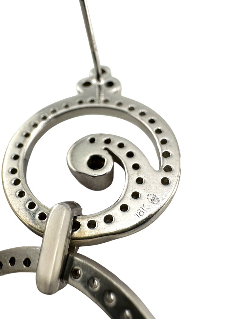 Boucles d'oreilles - 18 carats Or blanc, Boucles d'oreilles en or blanc 18 carats avec diamants ronds de 3,48 ct -  3.48ct. tw. Diamant (Naturelle)  #3.2