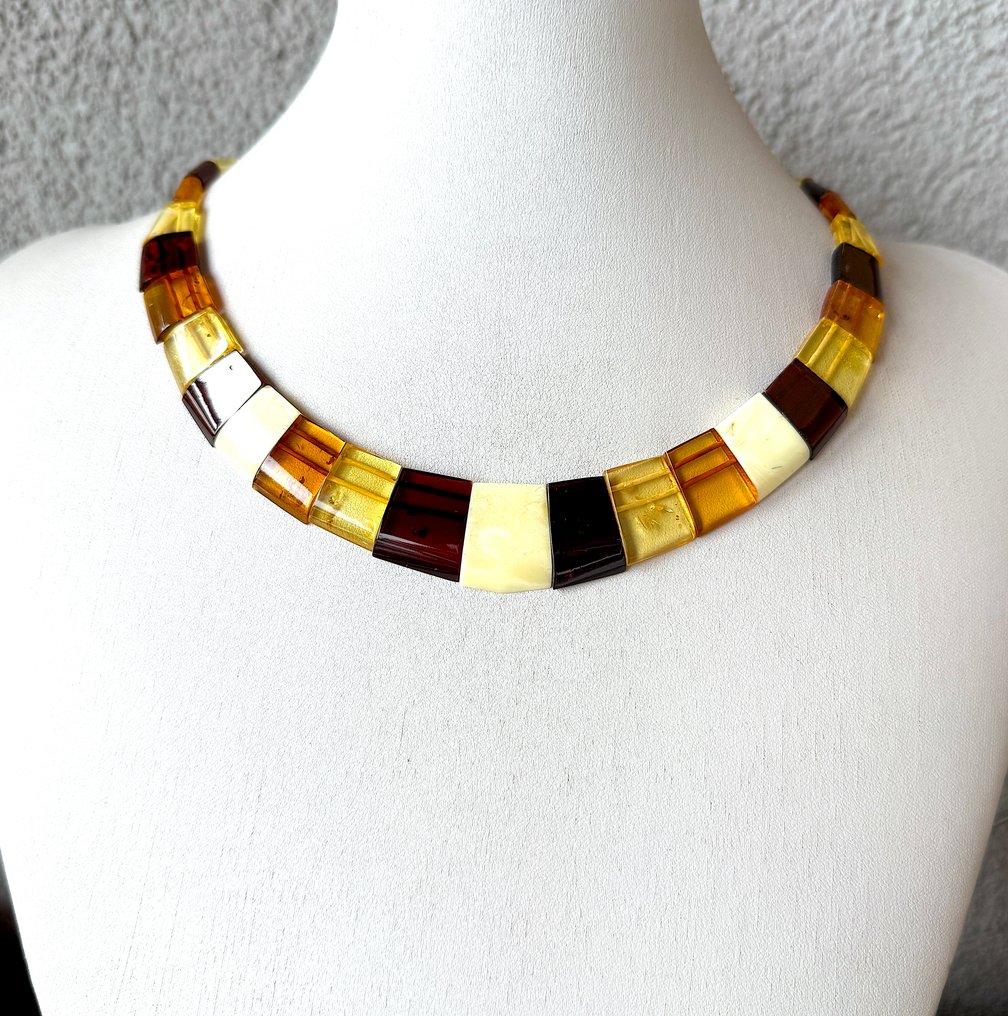 天然波罗的海琥珀宽款项链 - 琥珀 - Succinite #1.0