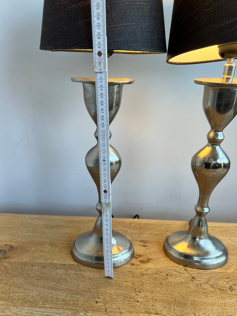 Table lamp (2) - XL silver-colored table lamps - Chrome plated - Classic table lamp #4.3