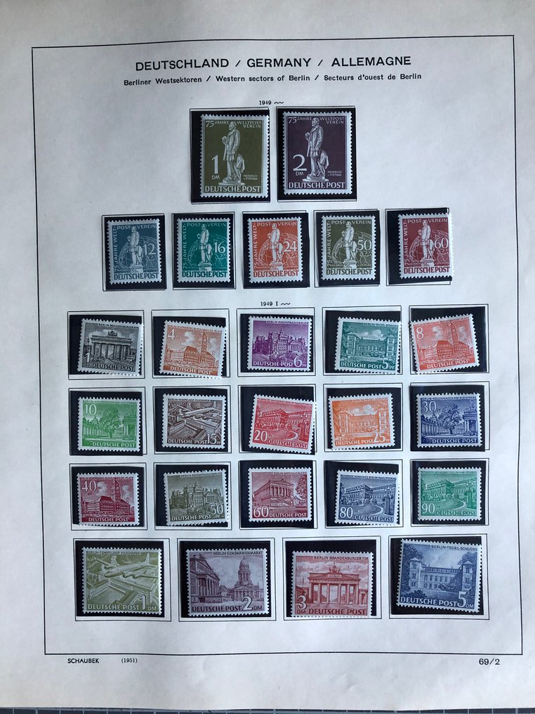 Berlin 1949/1961 - Mixed collection with many good editions such as Stephan, Bauten, Grünaufdruck, Goethe - Währungsgeschädigten-Satz und -Block usw. #3.2