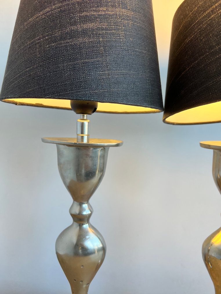 Table lamp (2) - XL silver-colored table lamps - Chrome plated - Classic table lamp #2.1