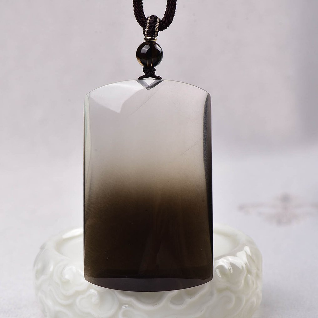 Πιστοποιημένο από ALGT - Μεγάλο και δεξιοτεχνικό κρεμαστό φυσικό χαλαζία με καπνιστό χρώμα. Ένα βαθύ χρώμα ενισχυμένο από εξαιρετική διαύγεια.- 67.8 g #1.0