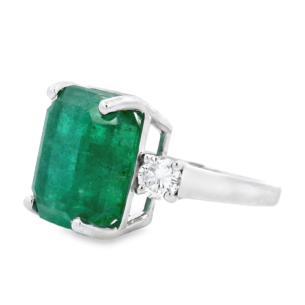 Δαχτυλίδι - 18 καράτια Λευκός χρυσός -  11.63ct. tw. Σμαράγδι - Διαμάντι - Διαφανές #3.2
