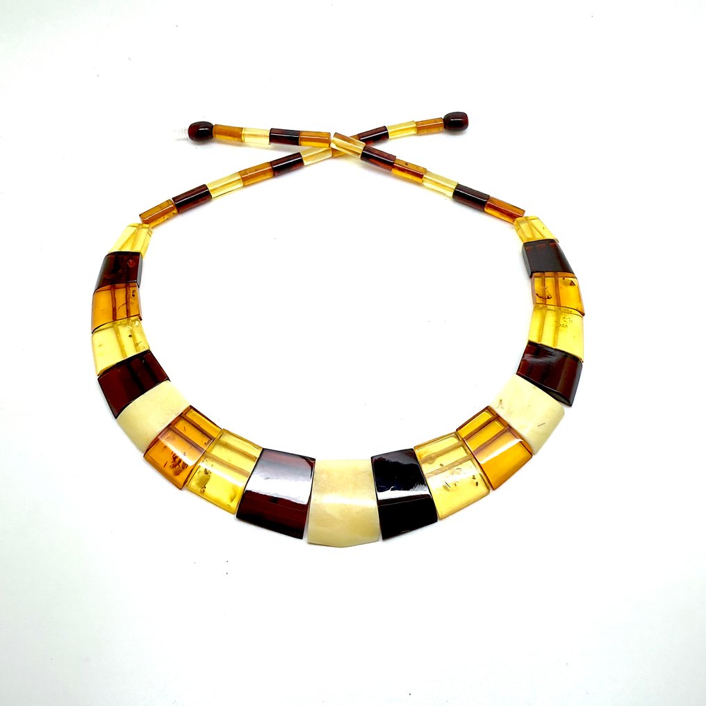 天然波罗的海琥珀宽款项链 - 琥珀 - Succinite #1.0