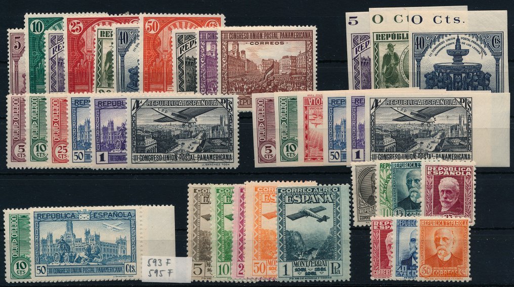 Spain 1855/1933 - Fresh lot from the 1930s with many complete issues, including some unmounted. #1.0
