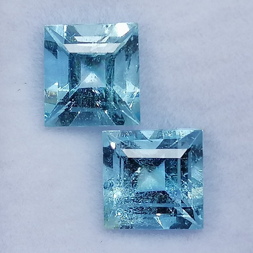 2 pcs  蓝色 海蓝宝石  - 3.59 ct - 西班牙宝石学院（IGE） - 未治疗 #2.1