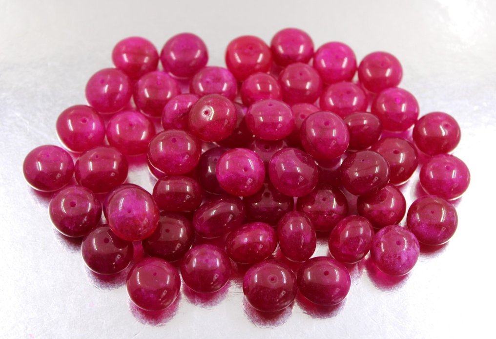 54 Really beautiful handmade ruby round plane beads 600 Cts. - Polished- 120 g #1.0