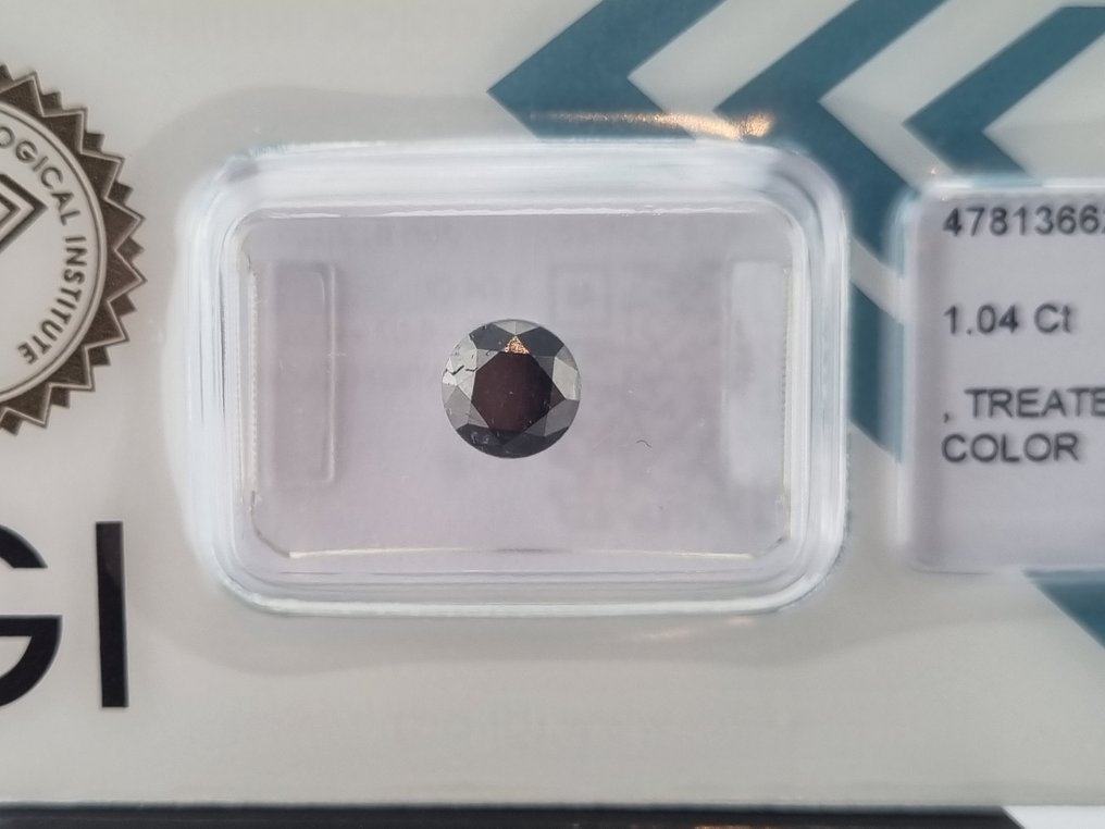 没有保留价 - 1 pcs 钻石 (经彩色处理) - 1.04 ct - 圆形 - 实验室报告中未指明 - 国际宝石研究院(IGI) #1.0