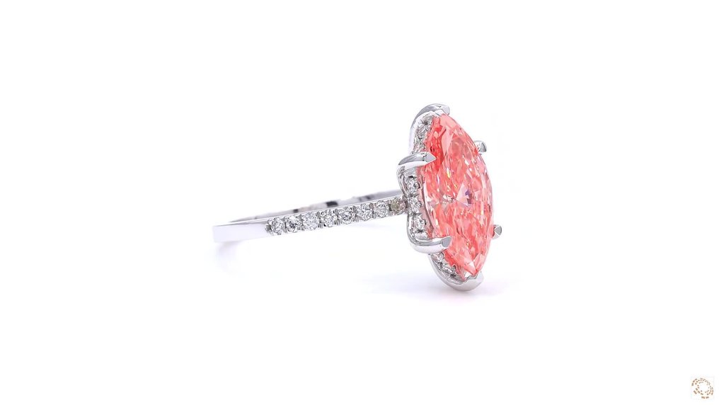 χωρίς τιμή ασφαλείας - Δαχτυλίδι - 18 καράτια Λευκός χρυσός -  2.28ct. tw. Ροζ Διαμάντι (Διαμάντια εργαστηριακής καλλιέργειας με φανταχτερά χρώματα) - Διαμάντι - Πολυτεχνική Ζωντανή Ροζ #4.3