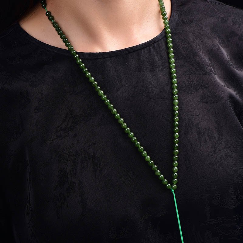 ALGT 认证 - 高度独家天然软玉玉串 令人瞩目的色彩强度，直接来自大地- 35.64 g #1.0