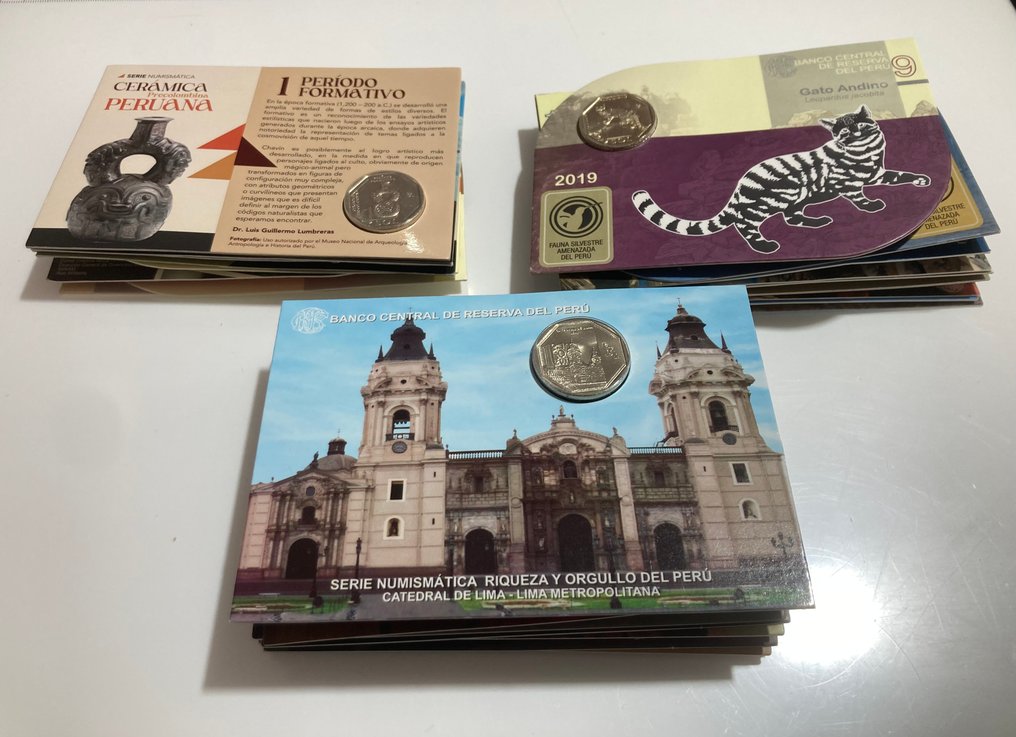 Περού. 1 Sol Lote de 26 estuches de S./ 1 de la serie Numismática Peruana (χωρίς τιμή ασφαλείας) #1.0