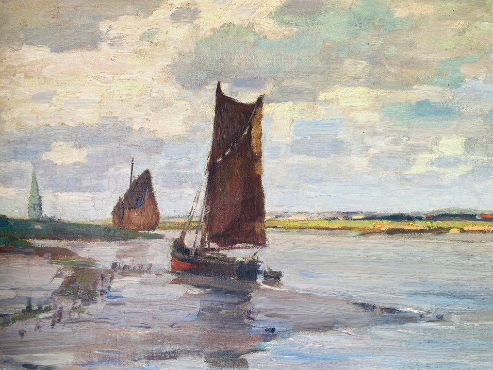 Wilhelm Hambuchen (1869-1939) - Vissersboot op het droge #1.0