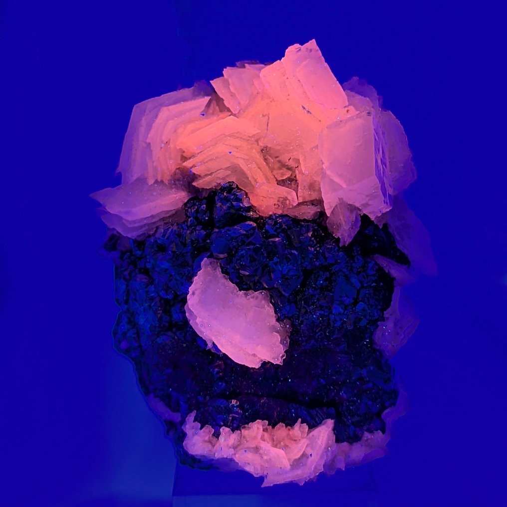 金色黄铁矿和彩虹色伴有方解石花，科索沃 水晶矩晶体 - 高度: 91 mm - 宽度: 70 mm- 468.19 g #1.0