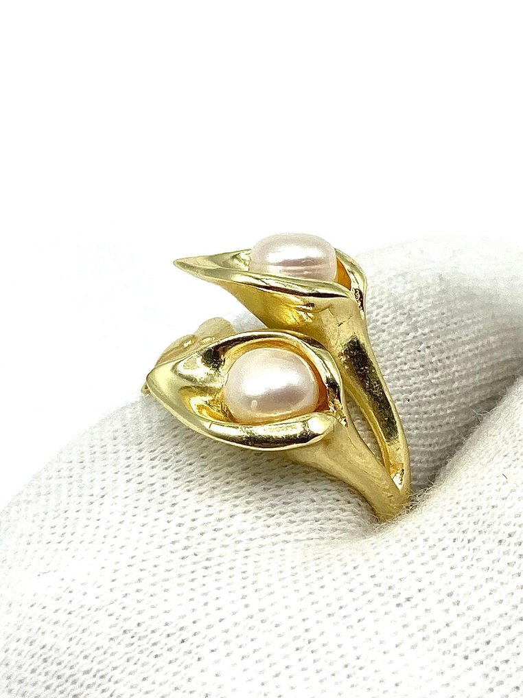 Ingen mindstepris - Ring Guldbelagt, Sølv Perle #1.0