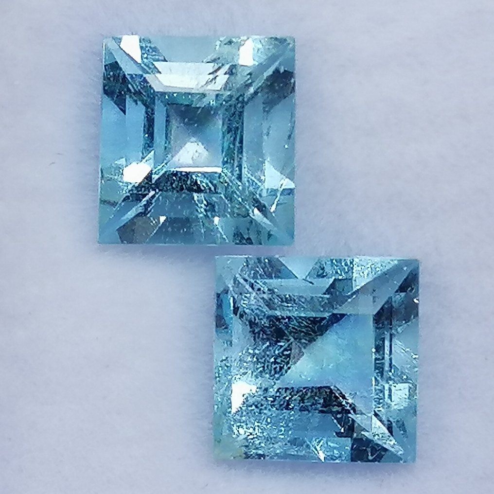 2 pcs  蓝色 海蓝宝石  - 3.59 ct - 西班牙宝石学院（IGE） - 未治疗 #4.3