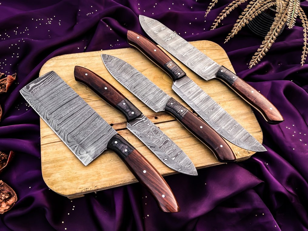 Smith Blades Chef knives set For Daily use Best For Outdoor and premium Quality table set EDC Knives - Μαχαίρι κουζίνας - Kitchen knife set - 1095 και 15N20 διπλωμένο ατσάλι - Ηνωμένο Βασίλειο - μαχαίρι κατασκήνωσης #1.0