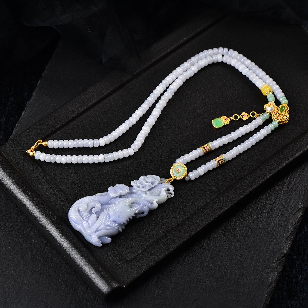 ALGT 认证 - 巨大且精湛的天然翡翠吊坠 自然的光辉- 77.29 g #3.2