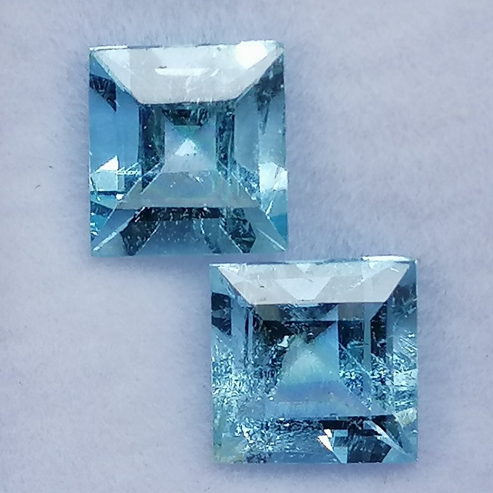 2 pcs  蓝色 海蓝宝石  - 3.59 ct - 西班牙宝石学院（IGE） - 未治疗 #1.0