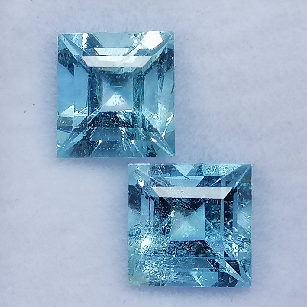 2 pcs  蓝色 海蓝宝石  - 3.59 ct - 西班牙宝石学院（IGE） - 未治疗 #3.2