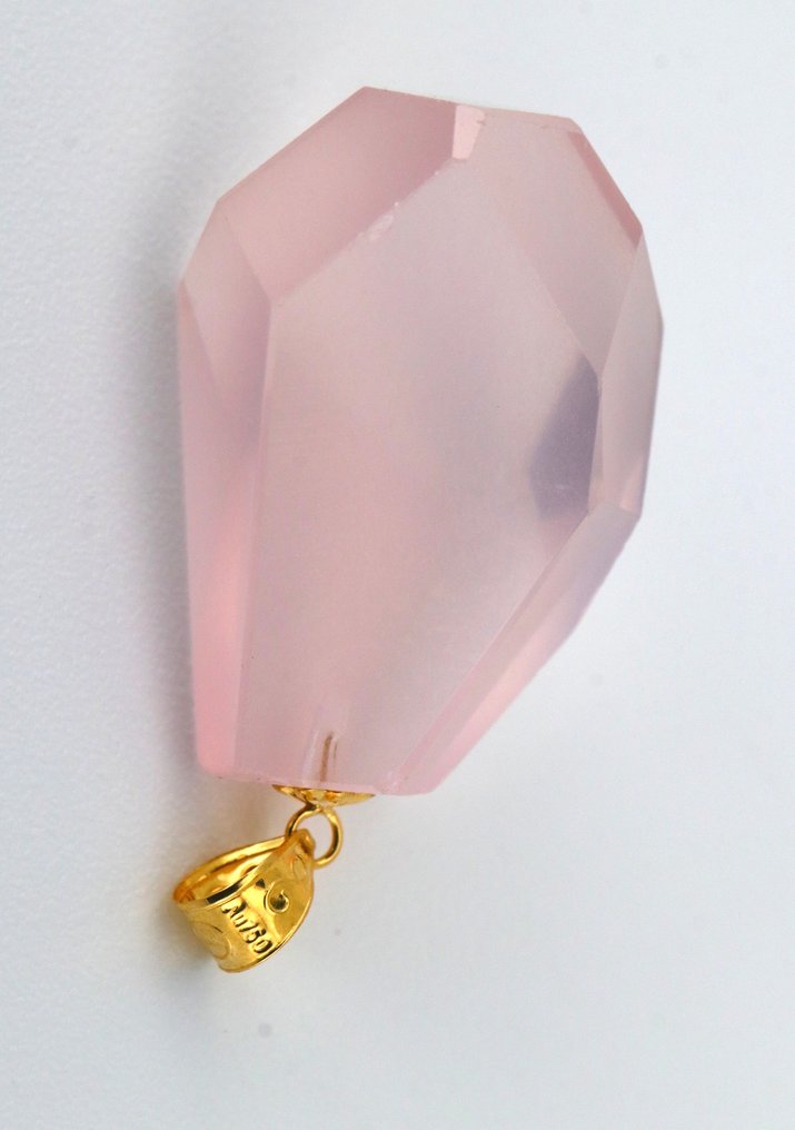 No reserve price - Pendant - 18 kt. Yellow gold -  13.00ct. tw. Quartz - Quartz - Rose Quartz #4.3