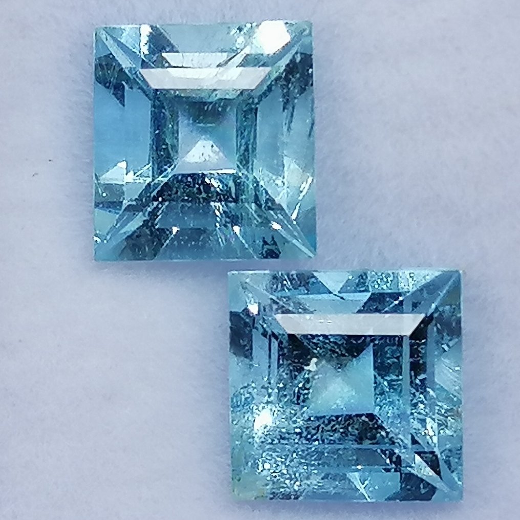2 pcs  蓝色 海蓝宝石  - 3.59 ct - 西班牙宝石学院（IGE） - 未治疗 #1.0