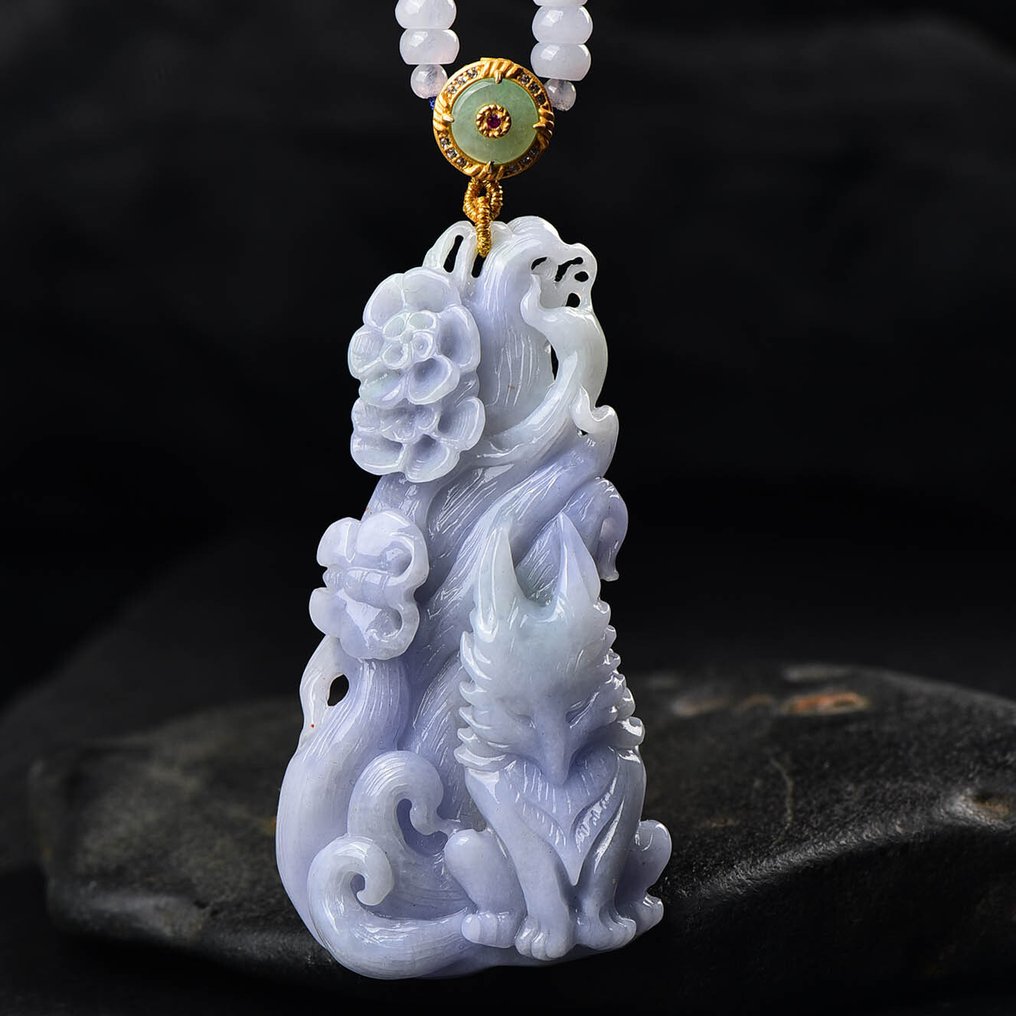 ALGT 认证 - 巨大且精湛的天然翡翠吊坠 自然的光辉- 77.29 g #1.0