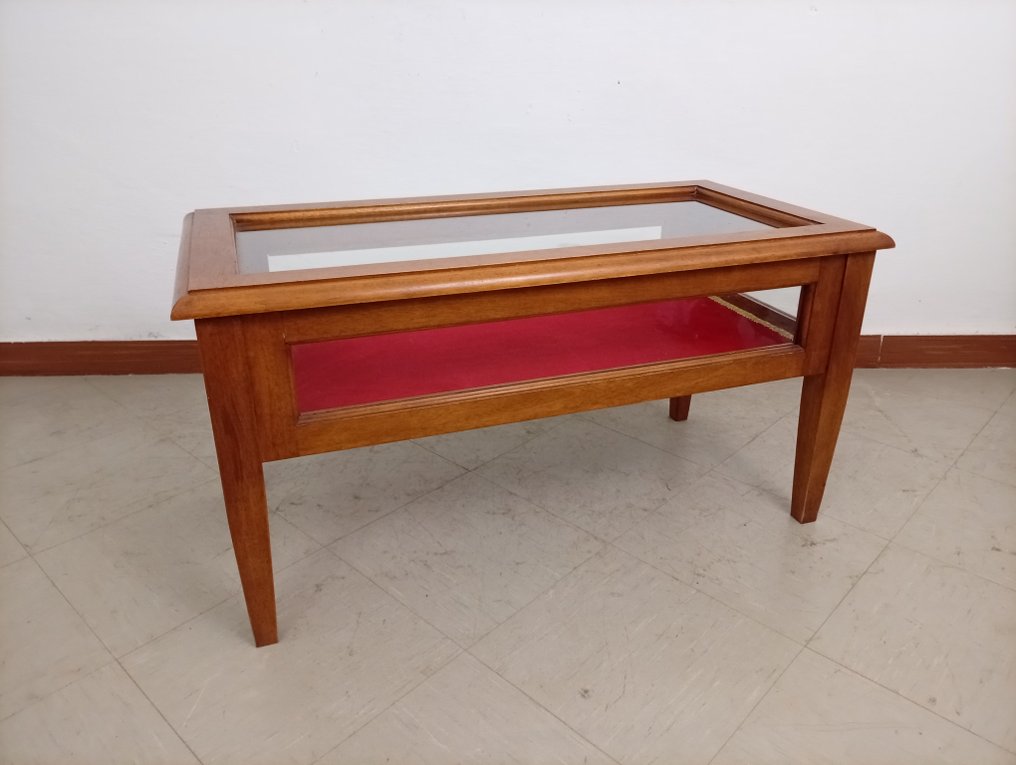 中心桌 - 胡桃木, 玻璃, 丝绒 - 天鹅绒覆盖物 #1.0