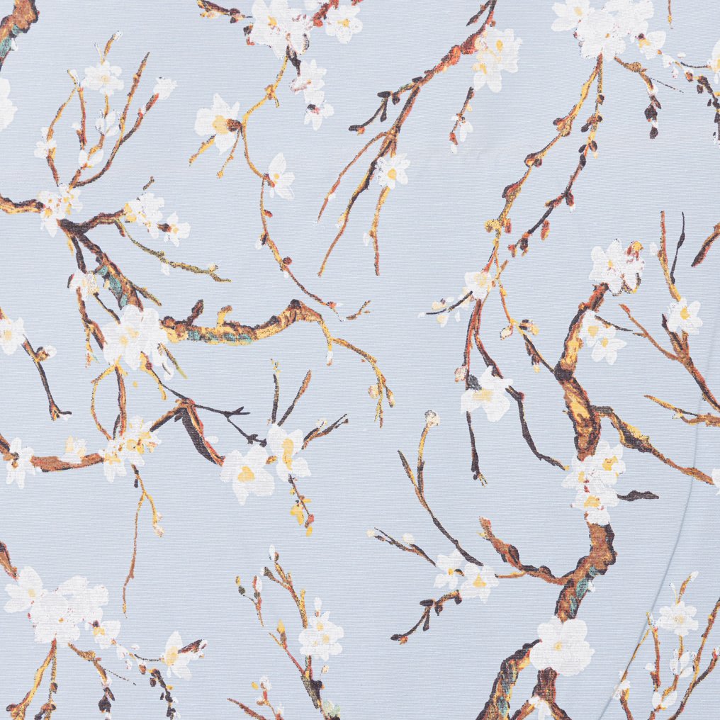 Εκλεπτυσμένο διακοσμητικό ύφασμα – Καρποί κερασιάς σε απαλό μπλε υπόβαθρο - Ύφασμα ταπετσαρίας  - 250 cm - 280 cm #3.2